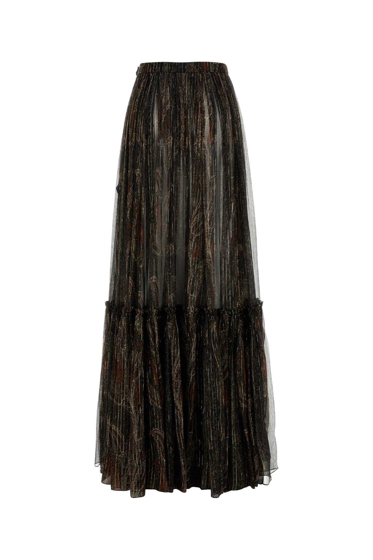 Printed Silk Blend Skirt Multicolorefonce Exterior: Polyester Gonne
