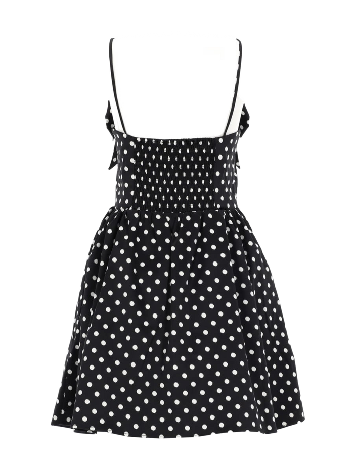 Polka Dot Mini Dress Black Recycled Polyester Elastane