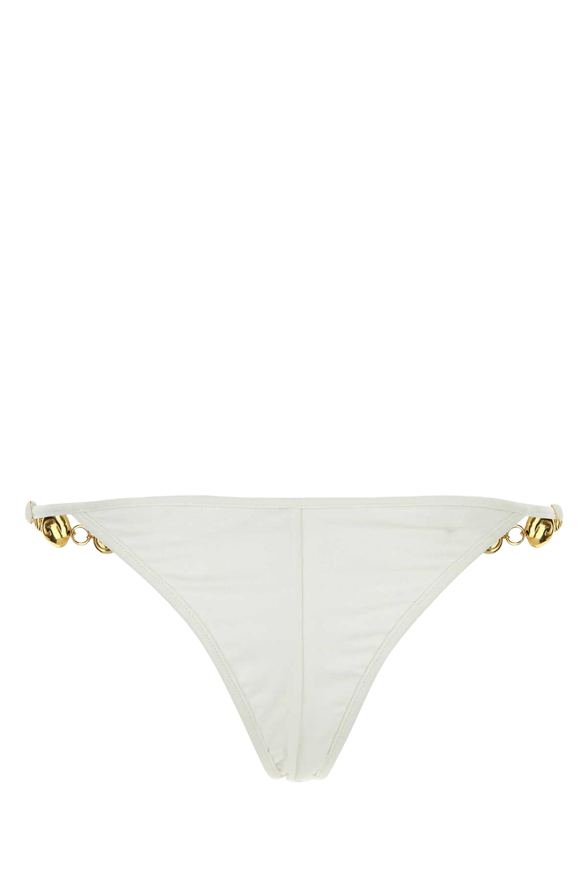 White Stretch Jersey Splash Bikini Bottom Whitesuede Costumi Da Bagno