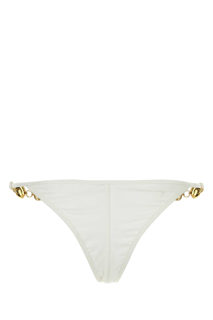 White Stretch Jersey Splash Bikini Bottom Whitesuede Costumi Da Bagno