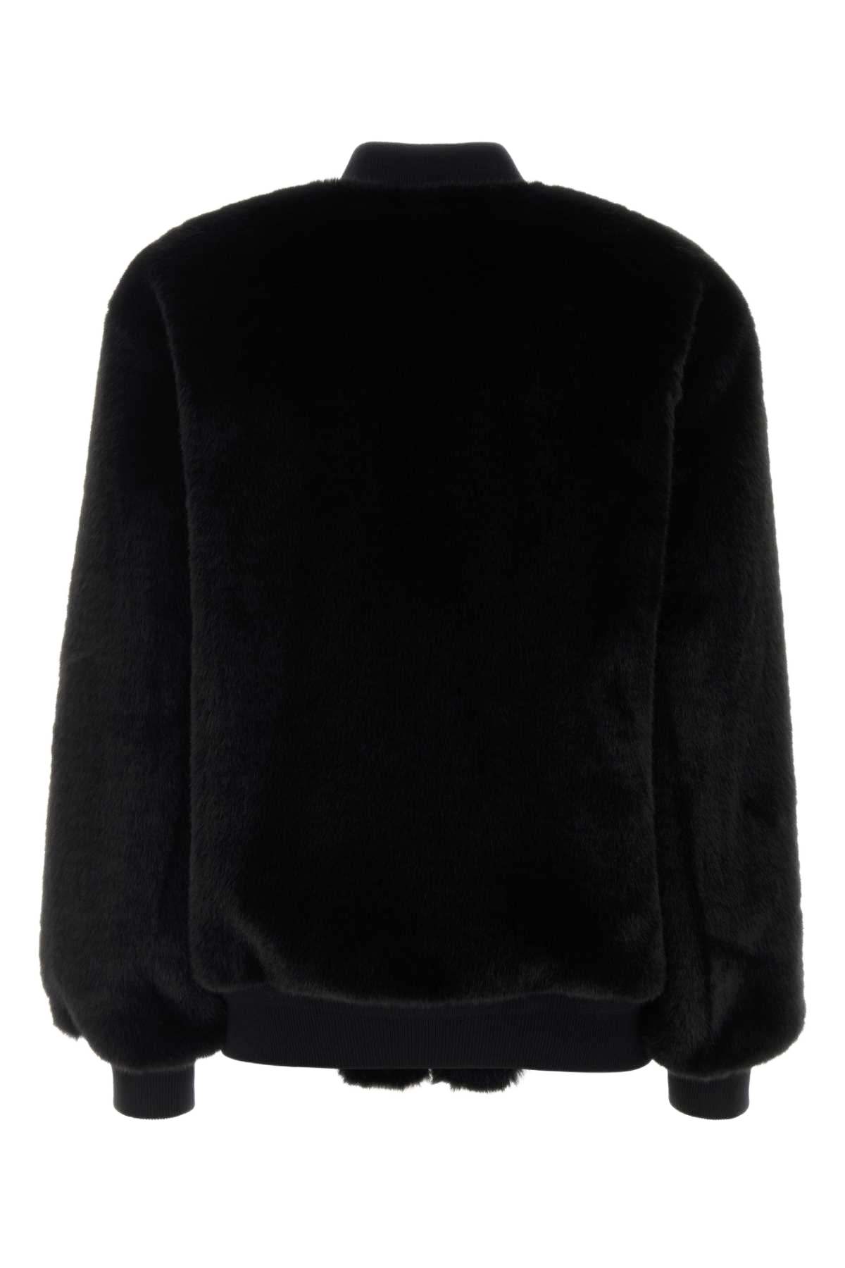 Black Eco Fur Bomber Jacket Nero Pellicce