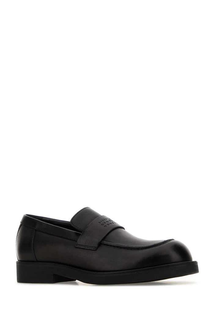 Black Leather Loafers Pelle Bovina Mocassini