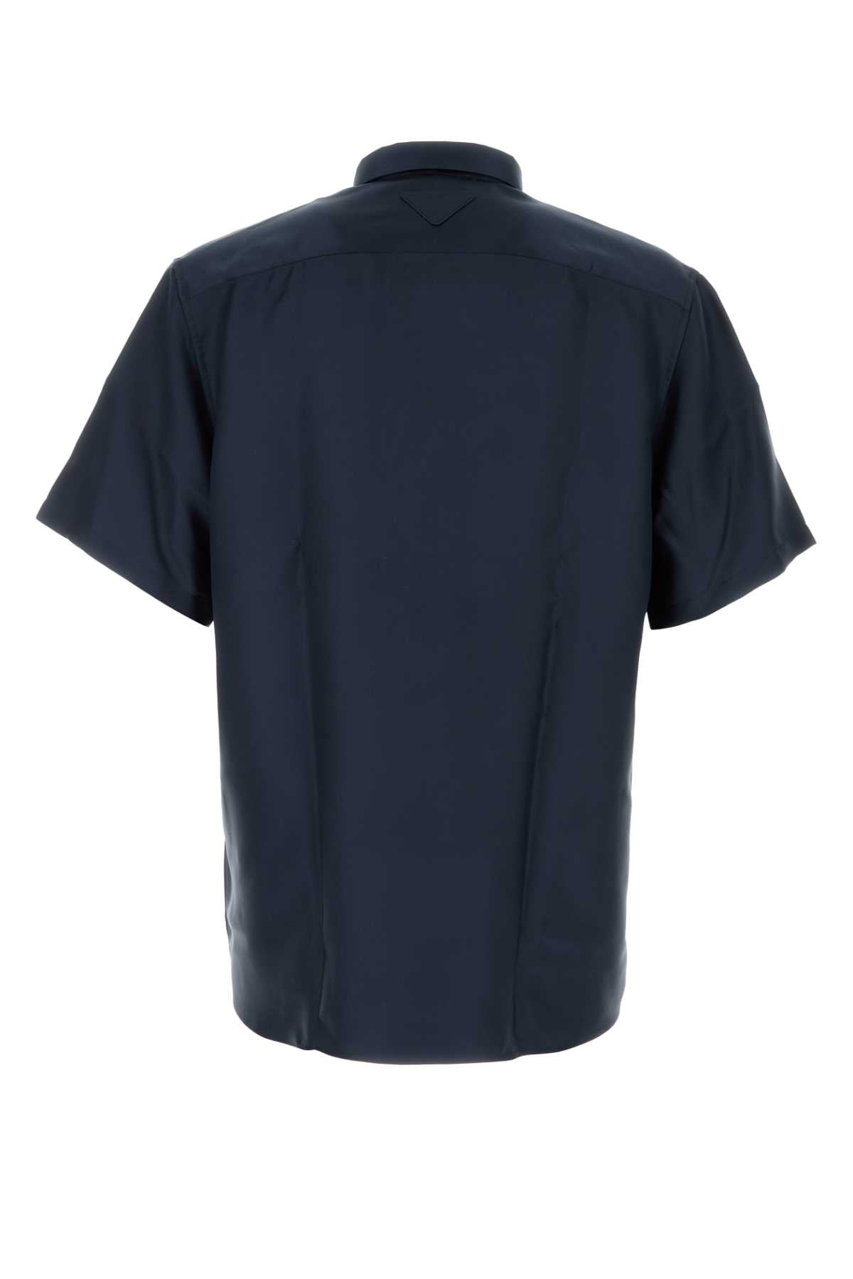 Blue Satin Shirt Blu Exterior: Silk Camicie
