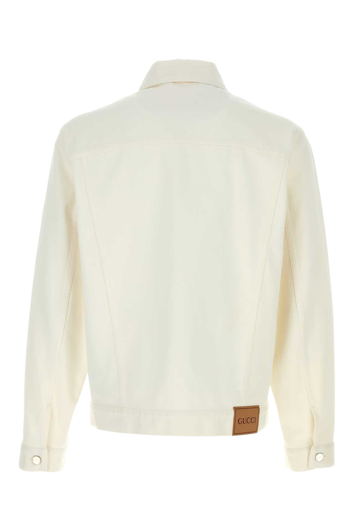 White Denim Jacket Exterior: Cotton Giacche E Gilet