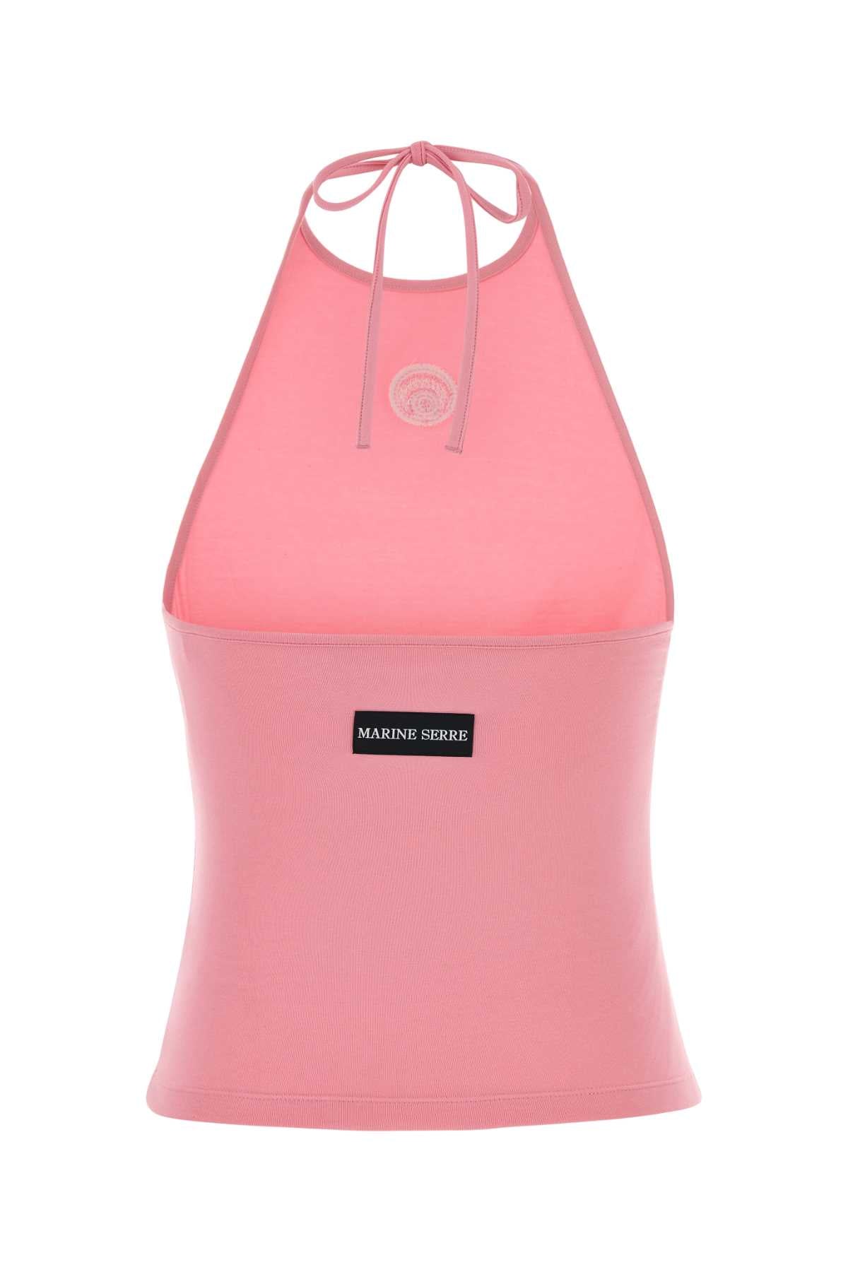 Pink Stretch Cotton Tank Top Pk30pink Exterior: Elastane Maglie