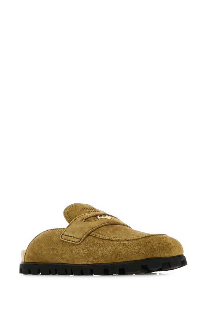 Olive Green Suede Slippers Oliva