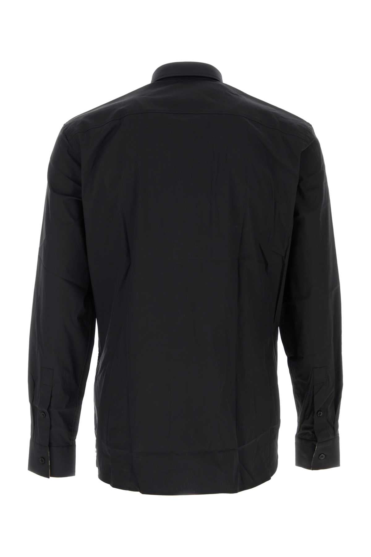 Black Stretch Poplin Shirt Cotton Elastane Camicie