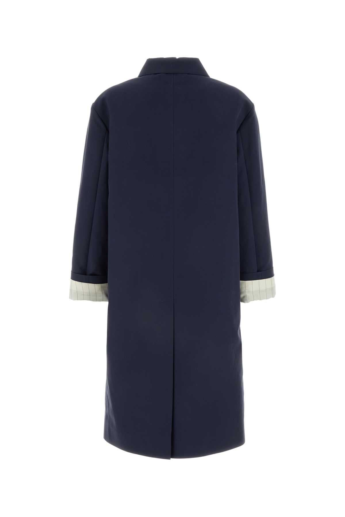 Navy Blue Cotton Trench Coat Bleu Exterior