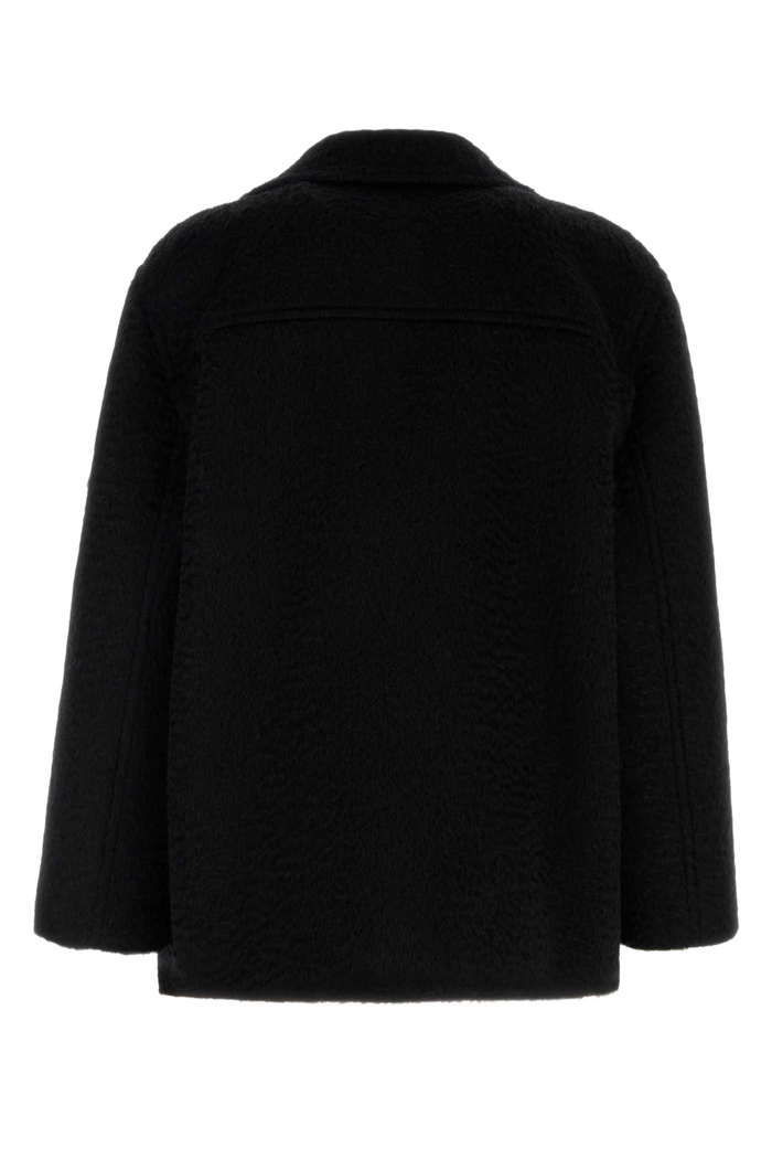 Black Mohair And Wool Coat Nero Exterior: Virgin Cappotti