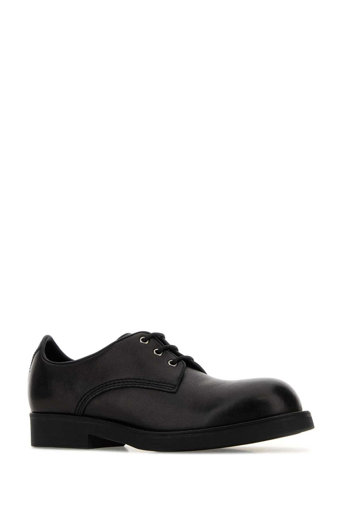 Black Leather Lace-Up Shoes Pelle Bovina Scarpe Stringate
