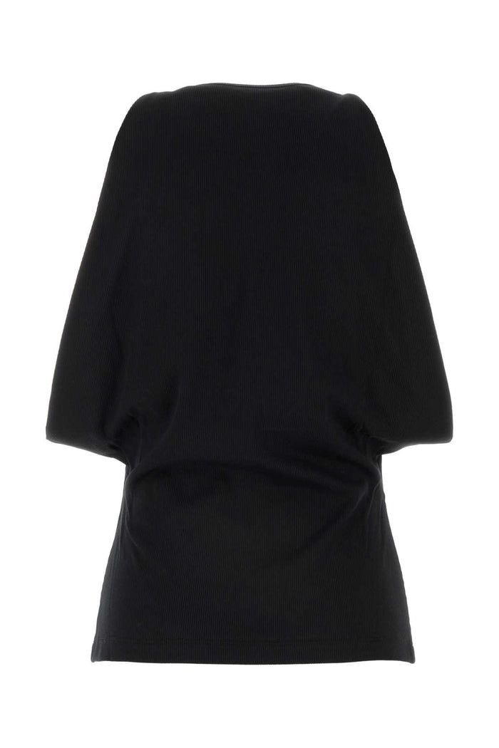 Black Stretch Cotton Top Exterior: Elastane Maglie