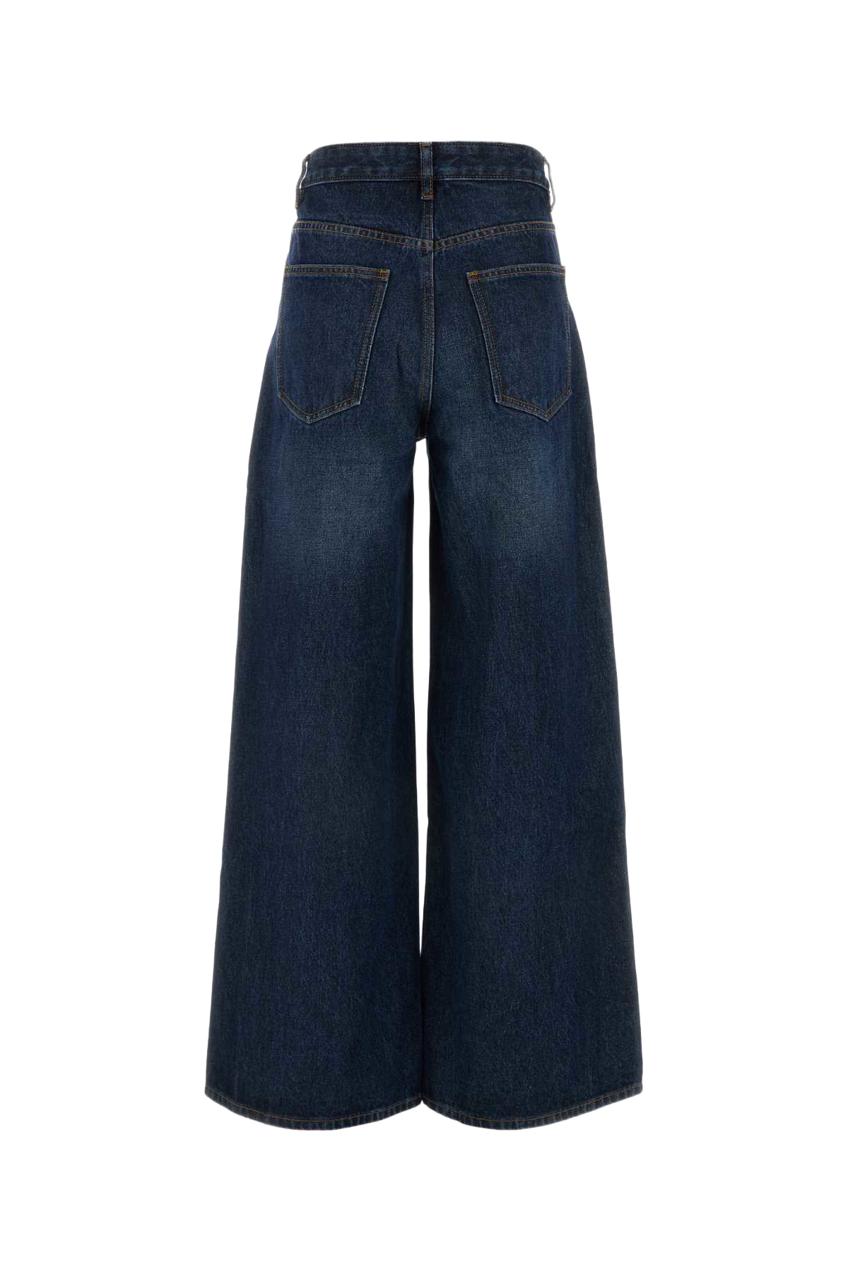Two-Tone Denim Palma Wide-Leg Jeans Splicedblue Exterior: Cotton