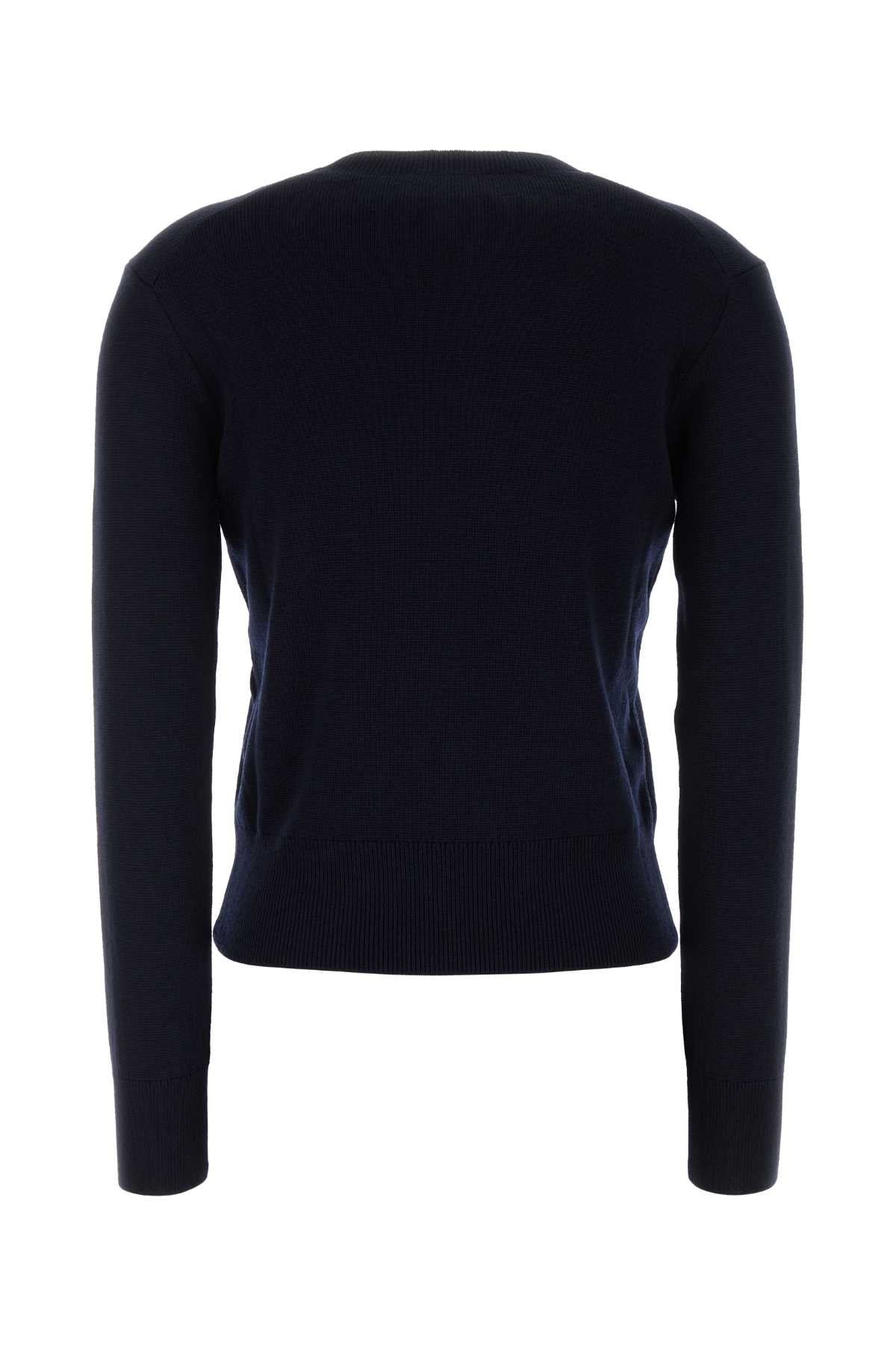 Midnight Blue Wool Sweater Navyred Exterior: Merino Maglieria