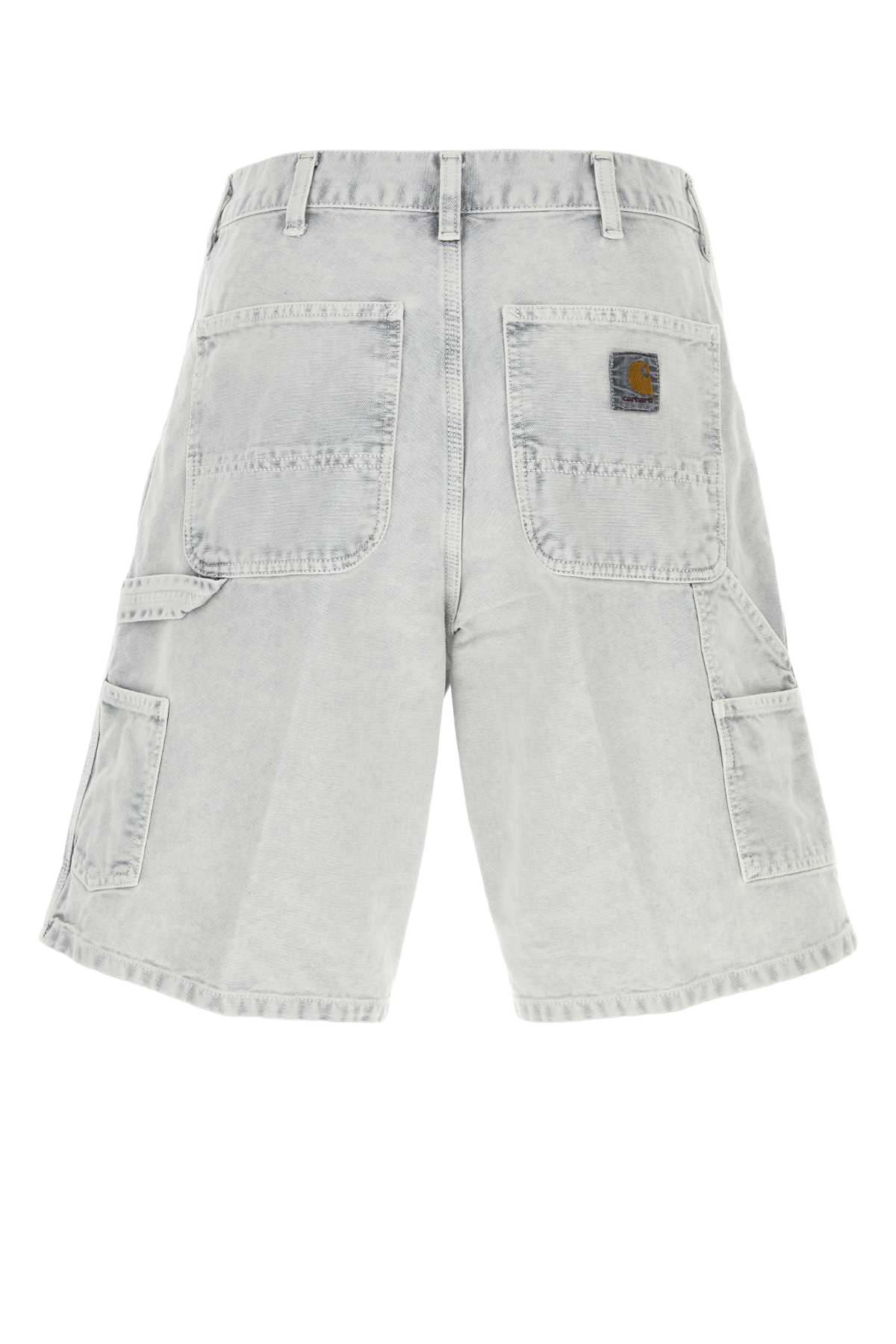 Grey Denim Single Knee Short Black