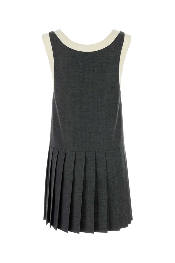 Dark Grey Wool Mini Dress Ardesia Abiti