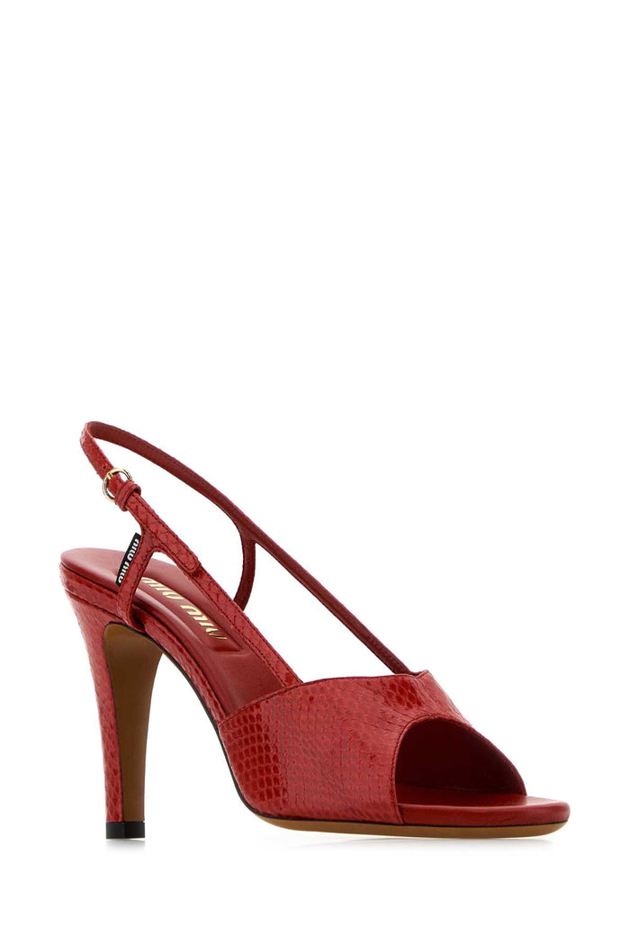 Red Leather Sandals Rosso Sandali