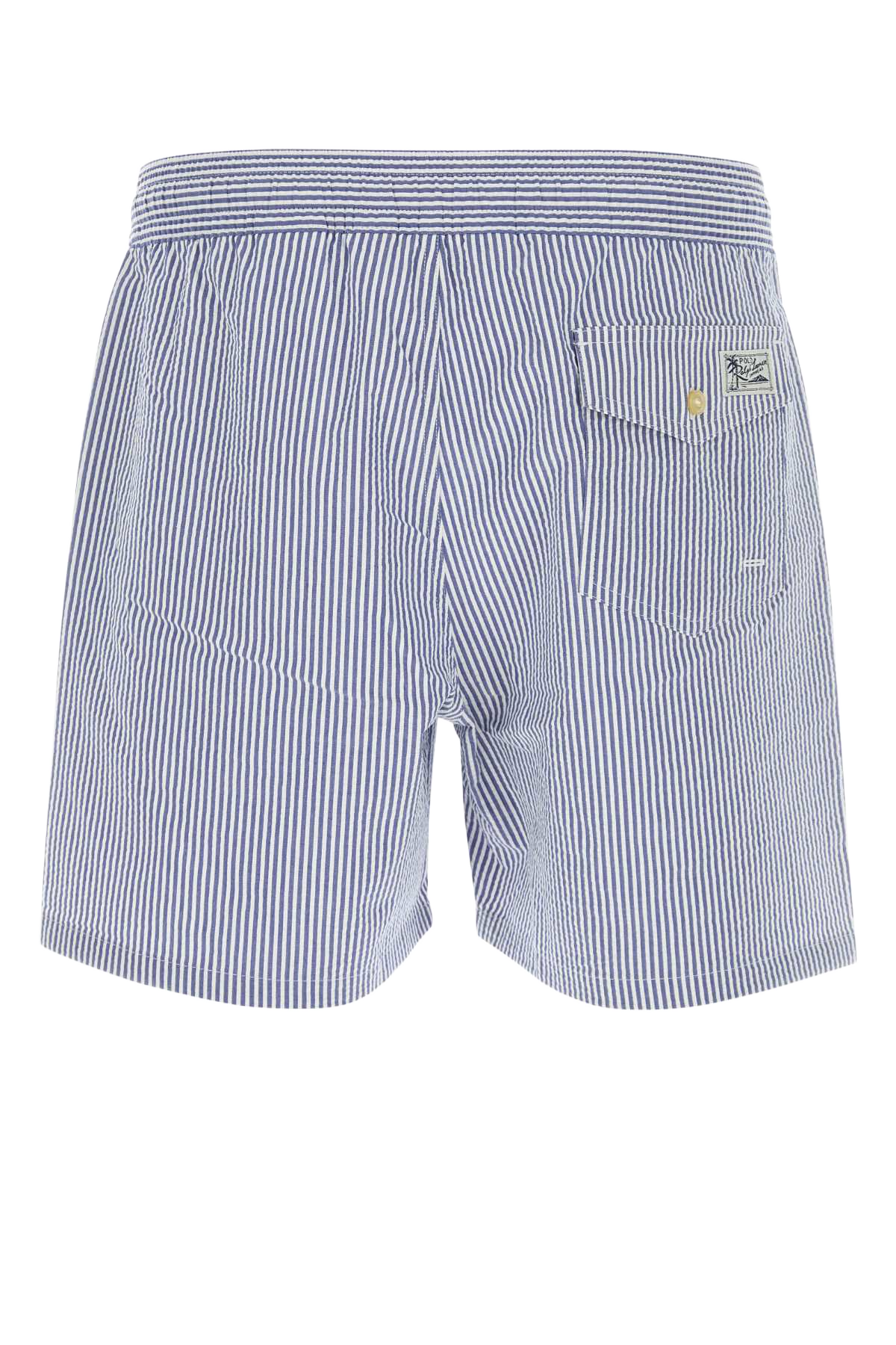 Embroidered Stretch Cotton Blend Swimming Shorts Cruiseroyalseersucker Costumi Da Bagno