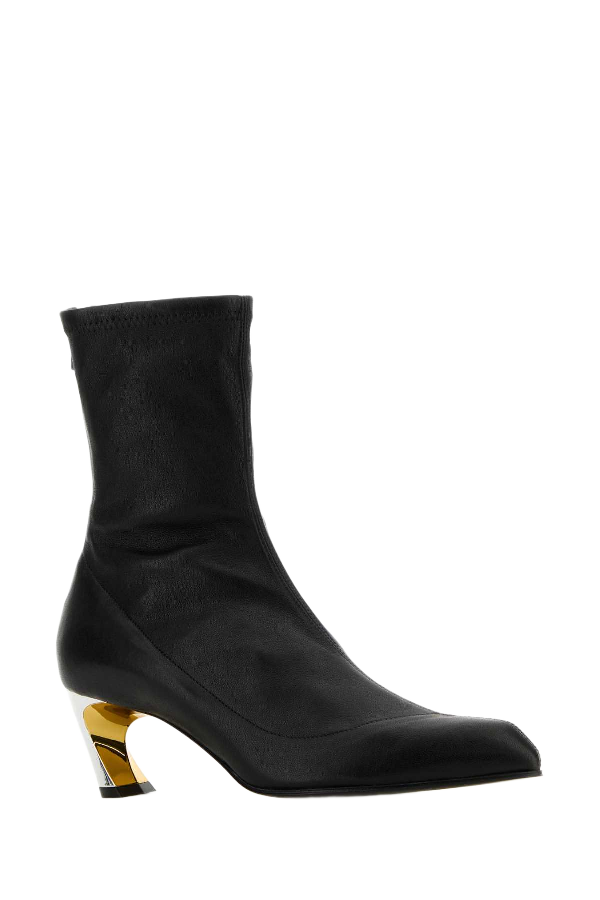 Black Leather Armadillo Ankle Boots Blacksilvergold Stivali
