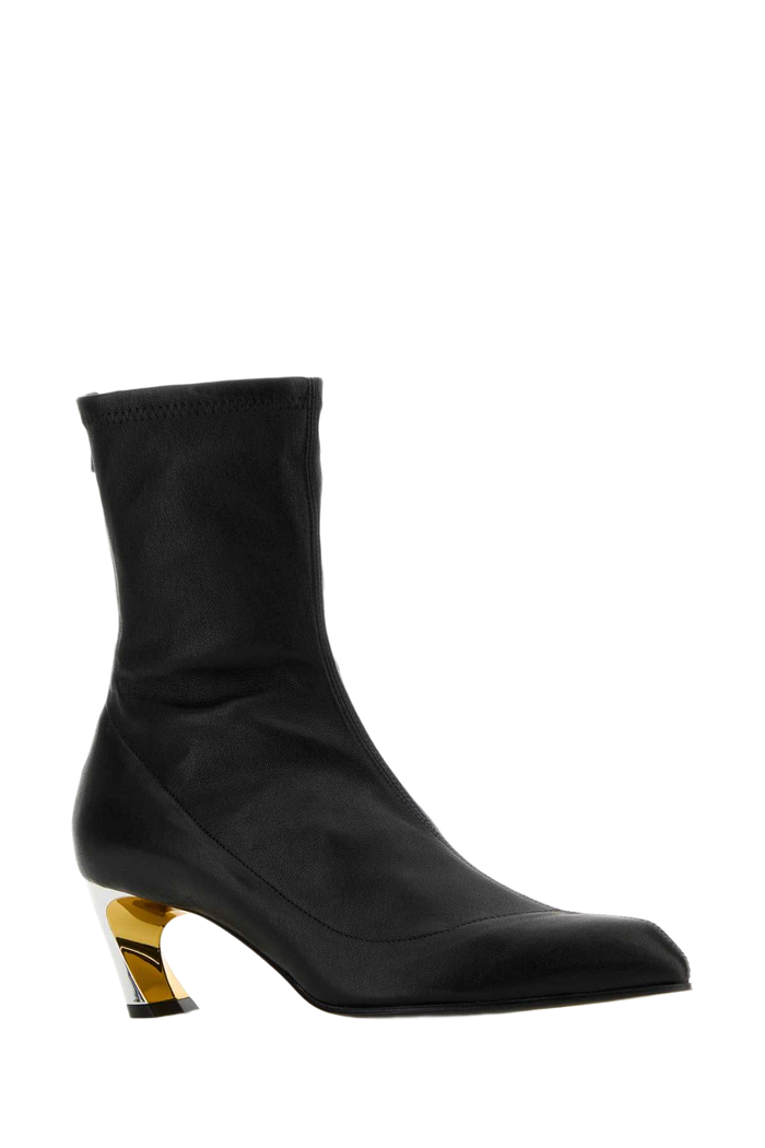 Black Leather Armadillo Ankle Boots Blacksilvergold Stivali