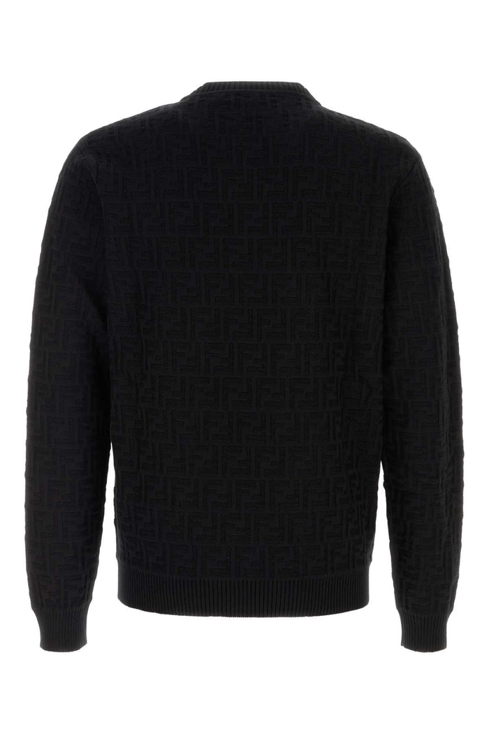 Embroidered Cotton Sweater Black Exterior: Maglie