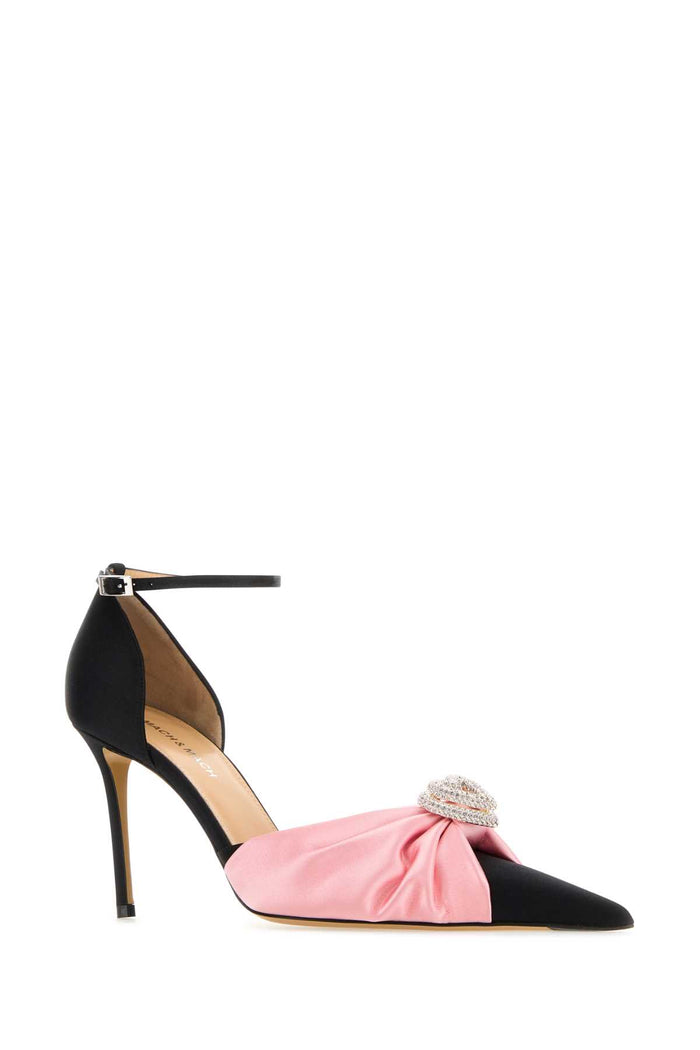 Black Satin Pumps Pink Scarpe Con Tacco