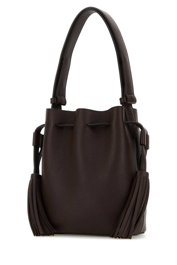 Chocolate Leather Vlogo Signature Bucket Bag Darkcoffee Borse A Secchiello