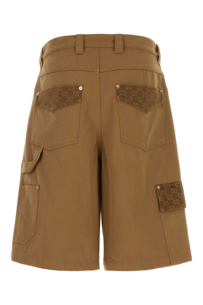 Caramel Cotton Bermuda Shorts Camel Exterior: Pantaloni