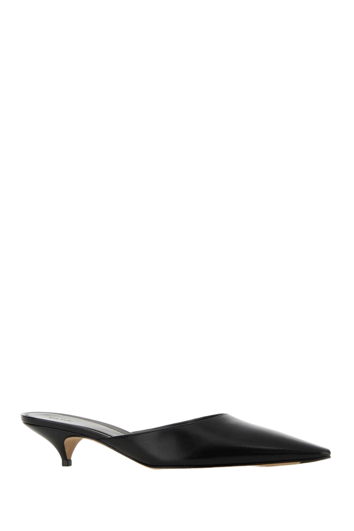 Black Leather Lisa Mules Scarpe Con Tacco