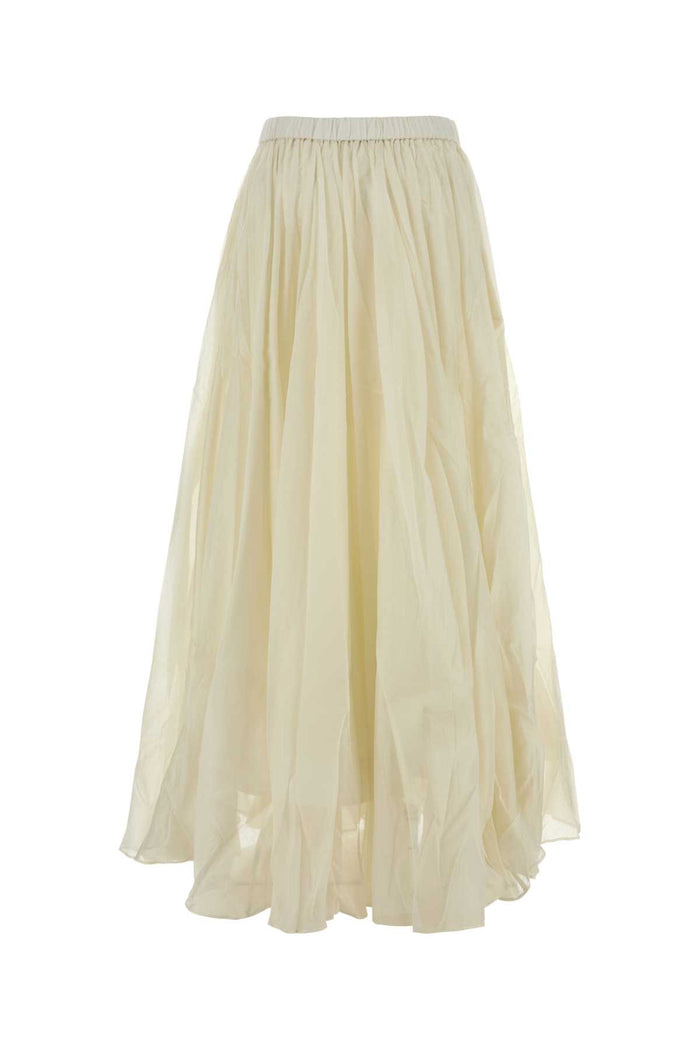 Ivory Cotton Blend Skirt Pearl Gonne