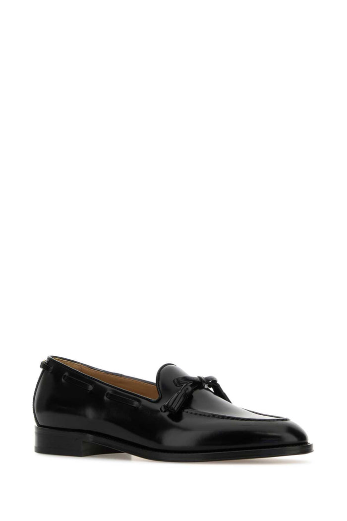 Black Leather Bowshire Loafers Nero Mocassini
