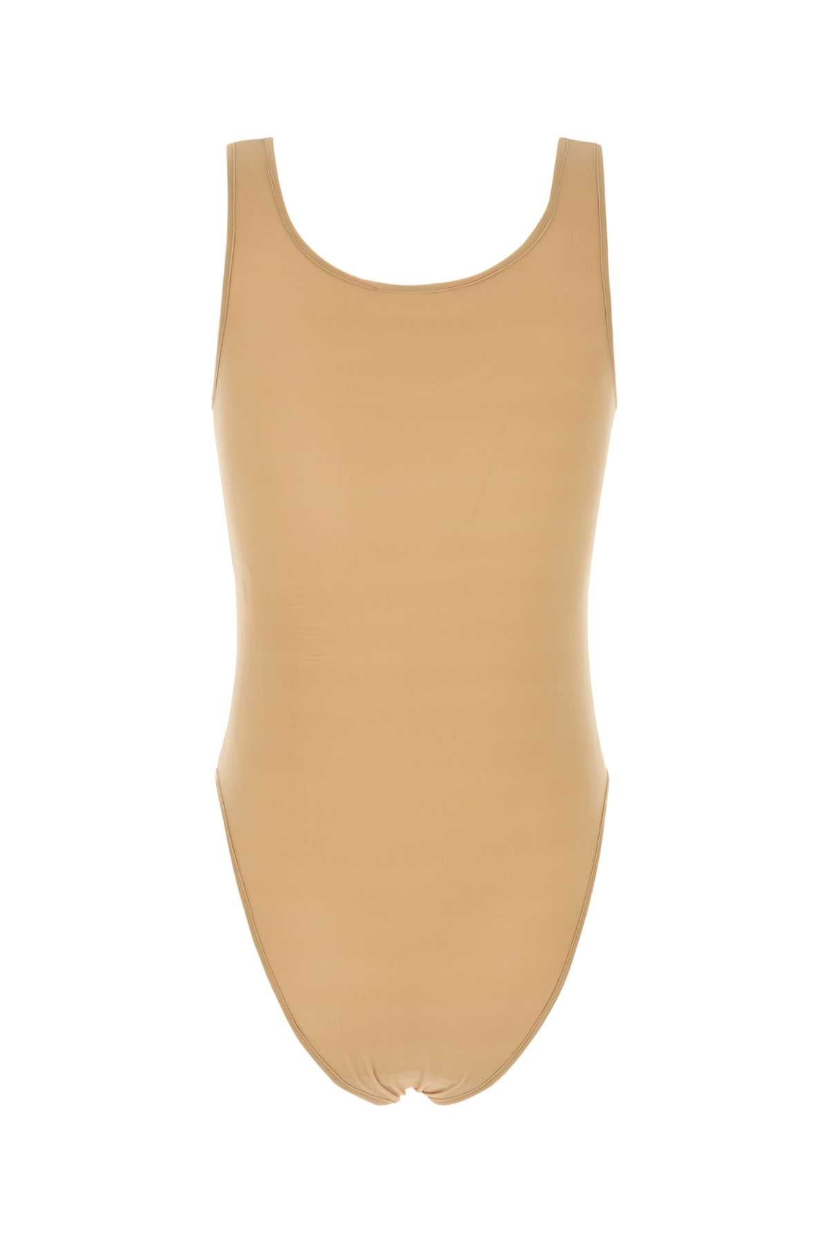 Beige Stretch Cupro Bodysuit Exterior: Elastane Maglie