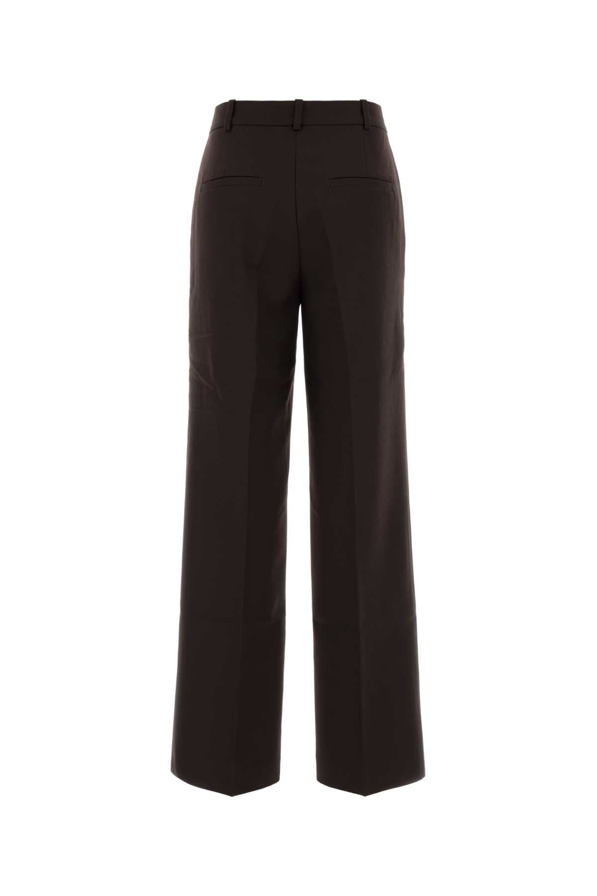 Chocolate Polyester Blend Palazzo Pant Darkbrown Pantaloni