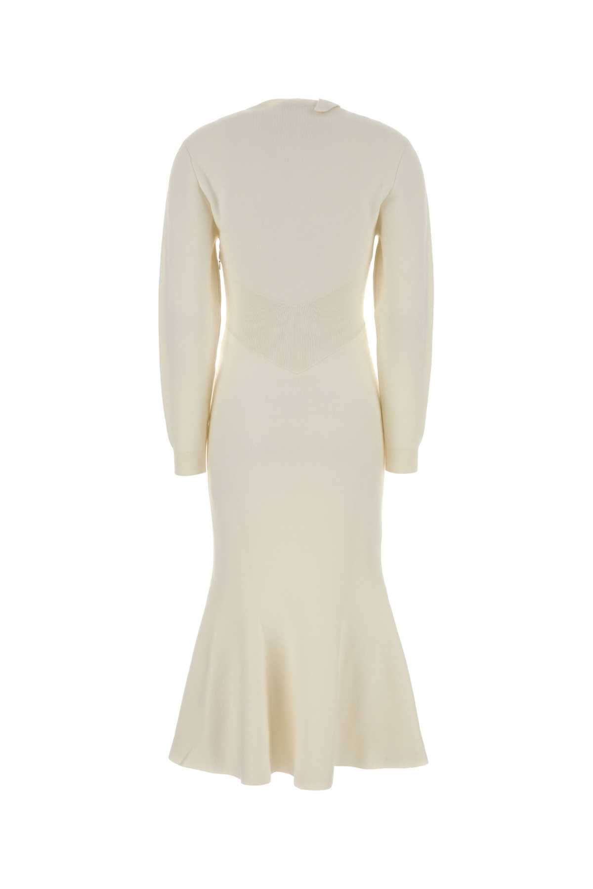 Ivory Stretch Wool Blend Dress Abiti
