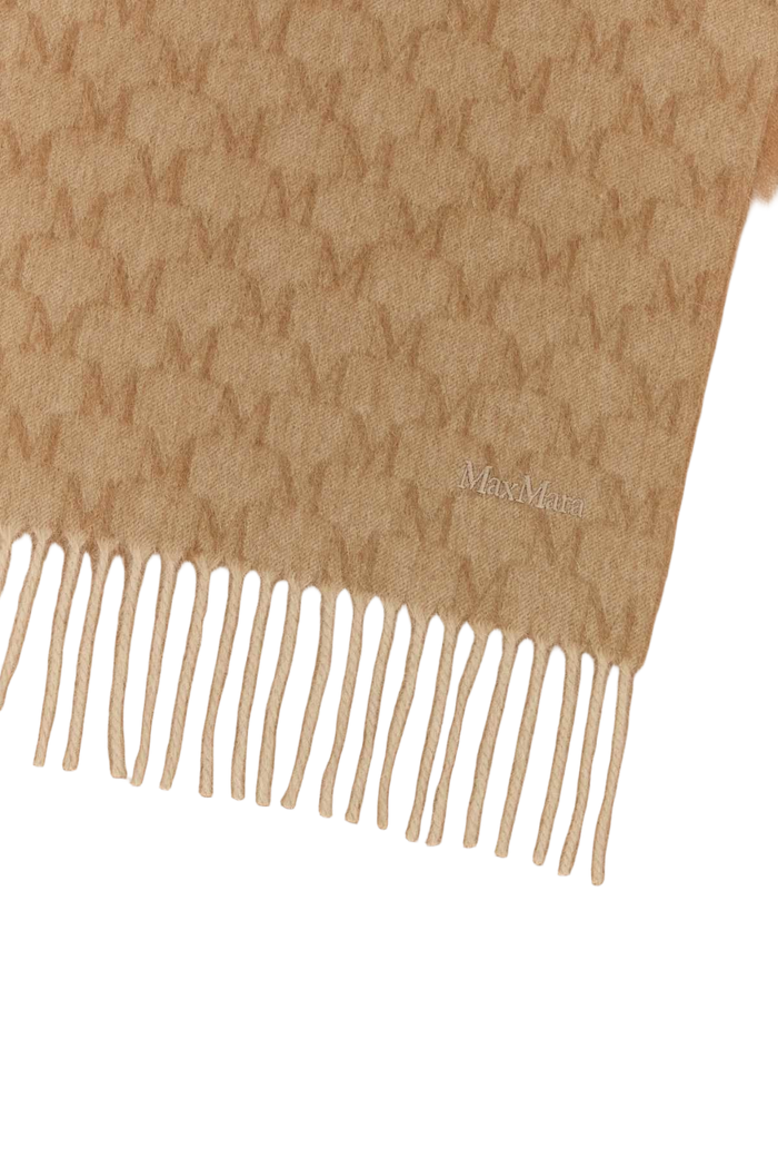 Embroidered Camel Wklogo Scarf Beige Oro Exterior: Sciarpe E Foulard