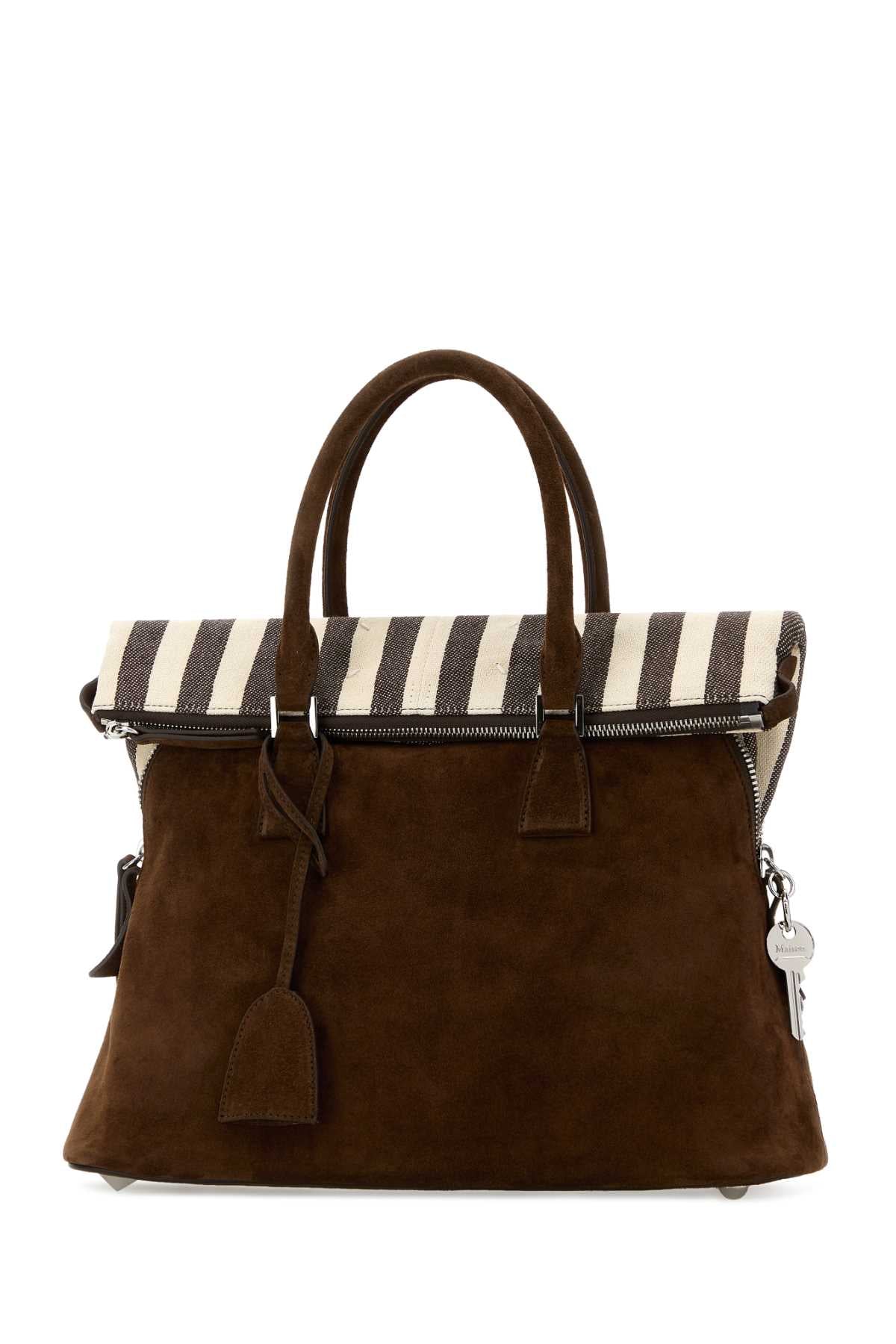 Brown Suede Medium 5ac Soft Handbag Rochesivorydarkbrown Borse A Mano