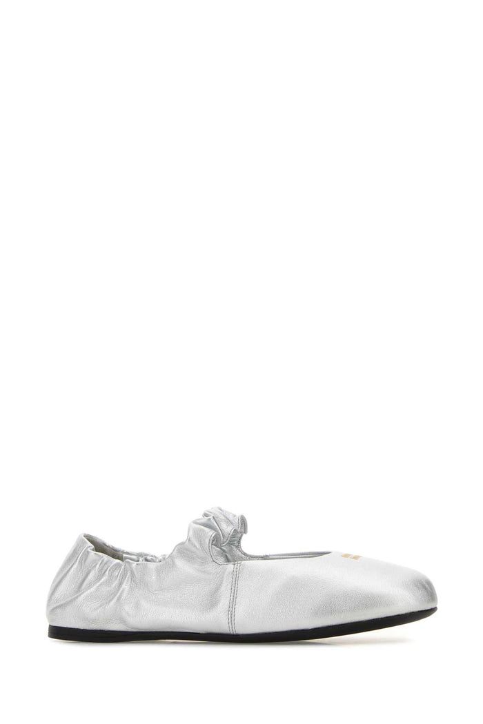 Silver Leather Ballerinas Argento Ballerine