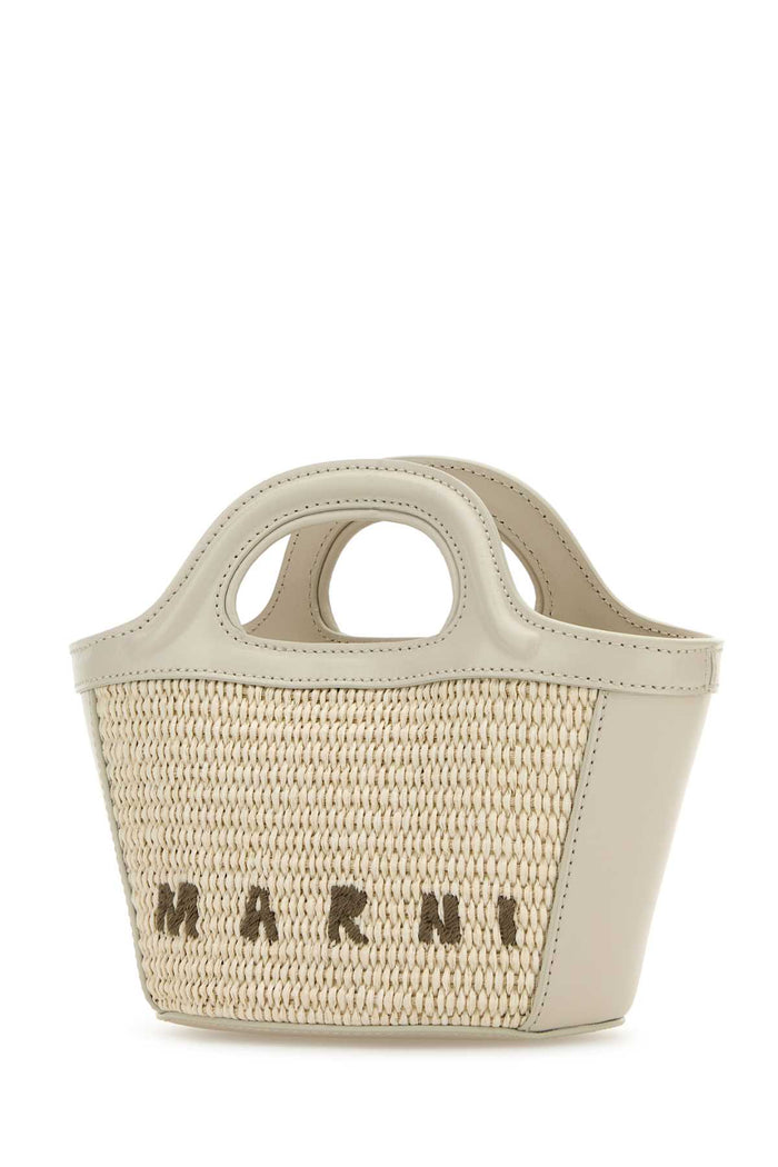 Ivory Leather And Straw Micro Tropicalia Summer Handbag Shell Clutch