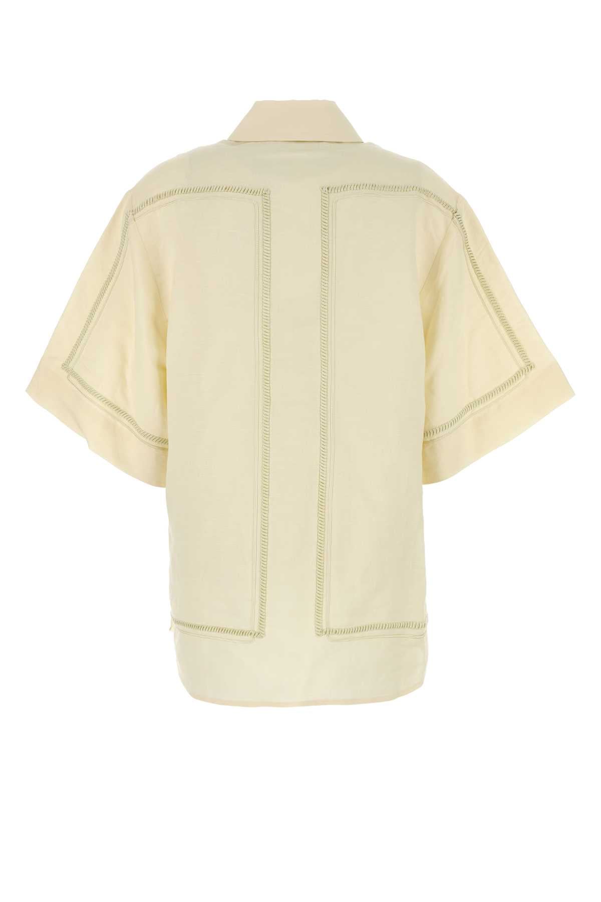 Cream Linen Blend Fortuna Shirt Lemon Exterior: Viscose Camicie