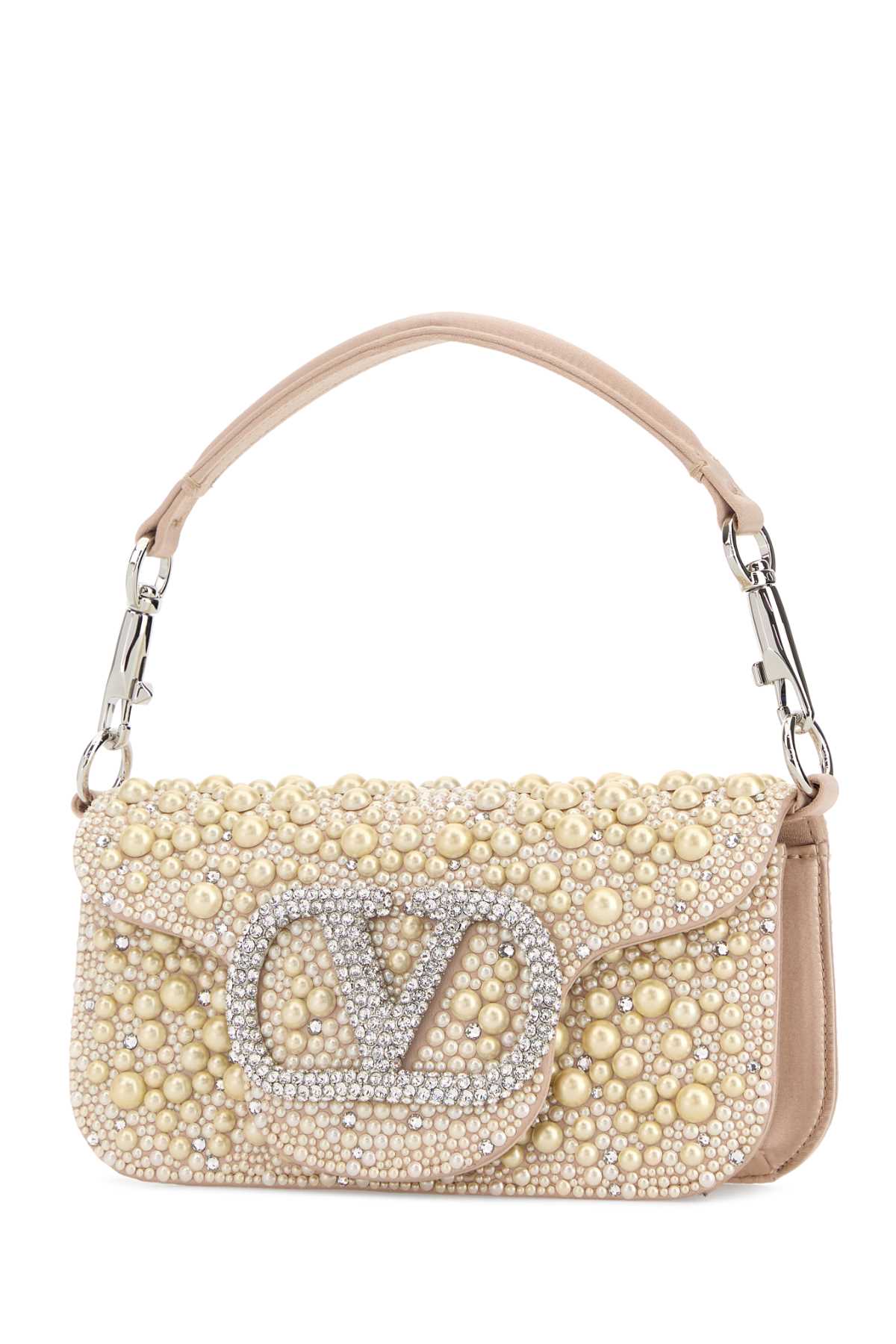 Embellished Fabric Vlogo Signature Handbag Cremarosacrystal Viscosilk Se Borse A Tracolla