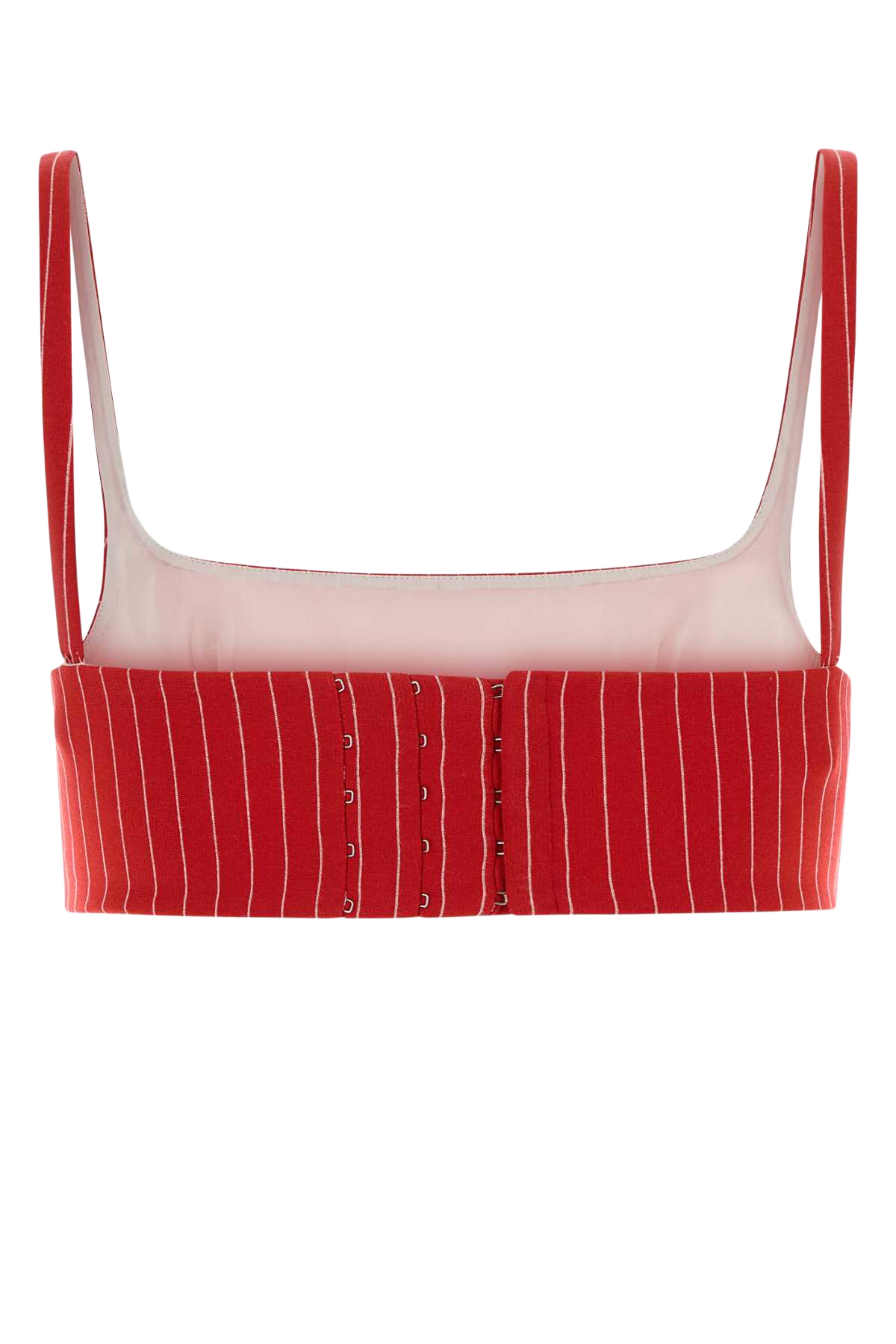 Embroidered Viscose Blend Crop-Top Red Stripes Maglie