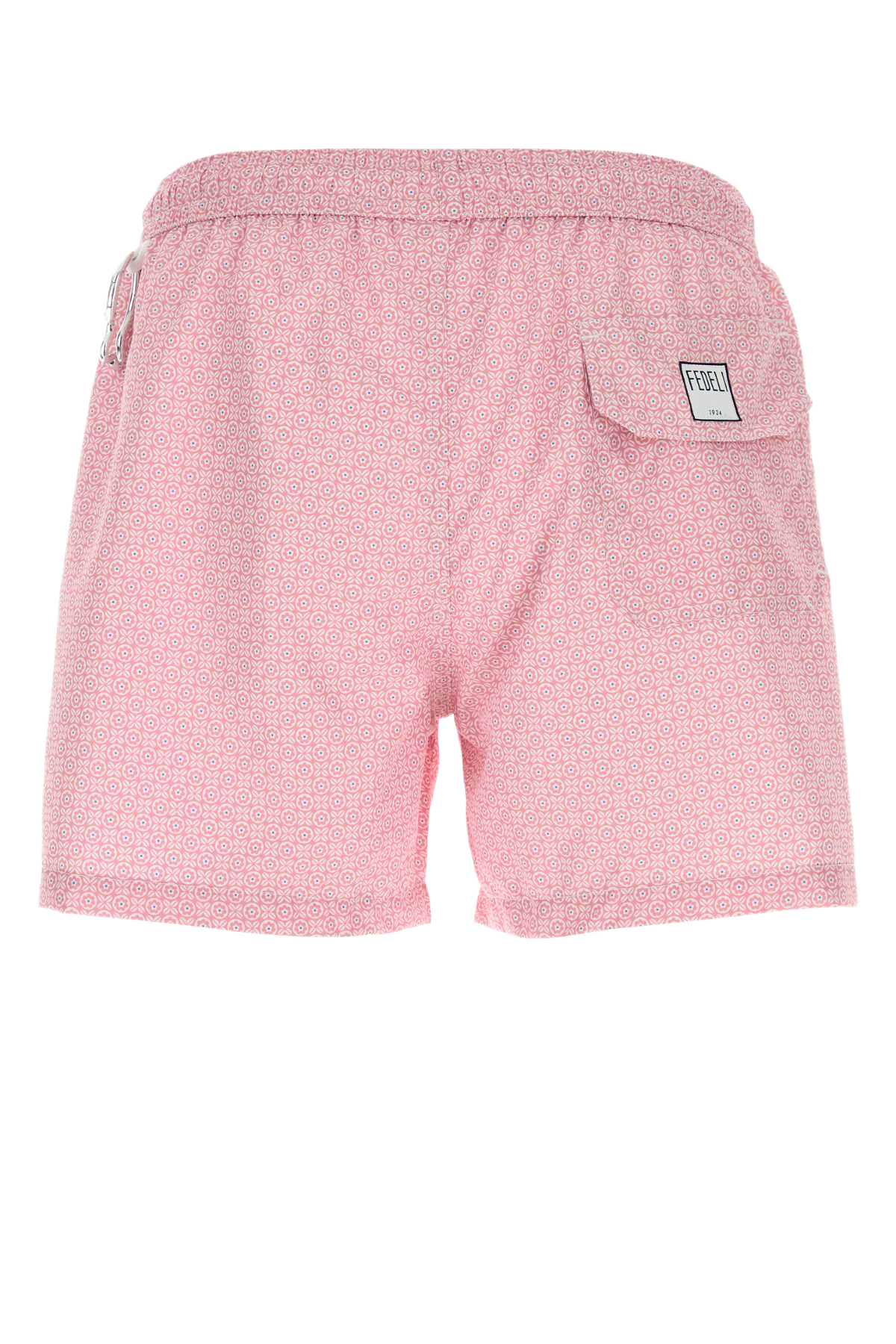 Printed Polyester Swimming Shorts Rosa Costumi Da Bagno