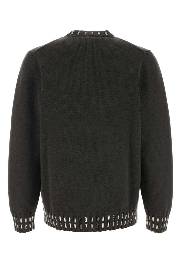 Charcoal Wool Blend Sweater Peltro Exterior: Cashmere Maglieria