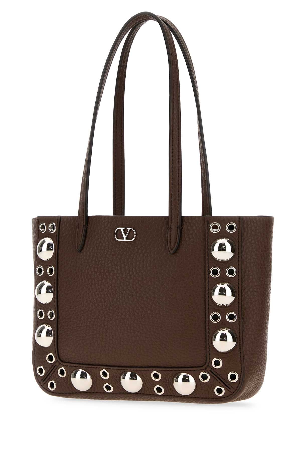 Brown Leather Nellcãte Handbag Teakbrown Calf - Bos Taurus Borse A Mano