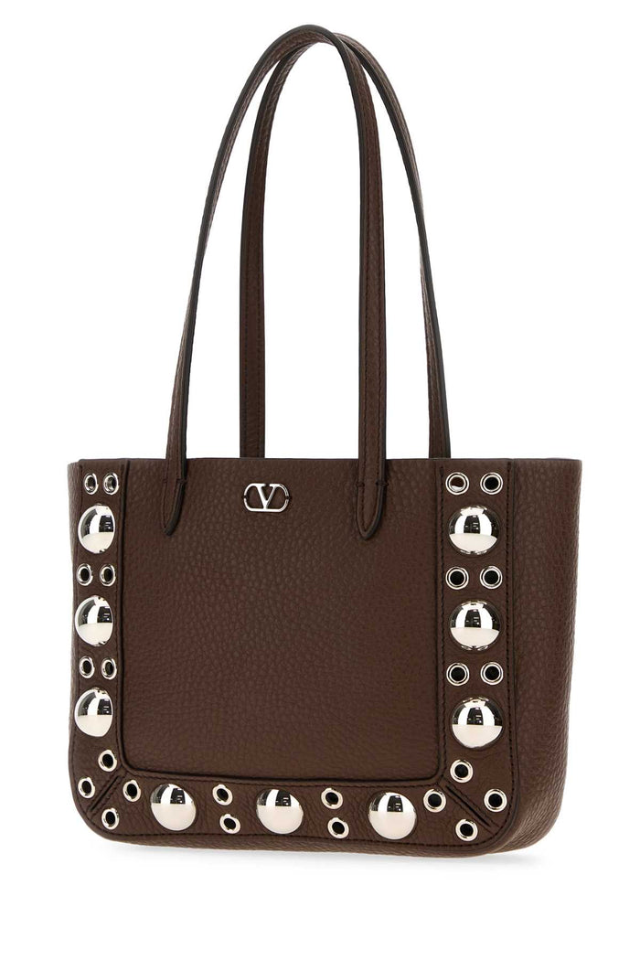 Brown Leather Nellcãte Handbag Teakbrown Calf - Bos Taurus Borse A Mano