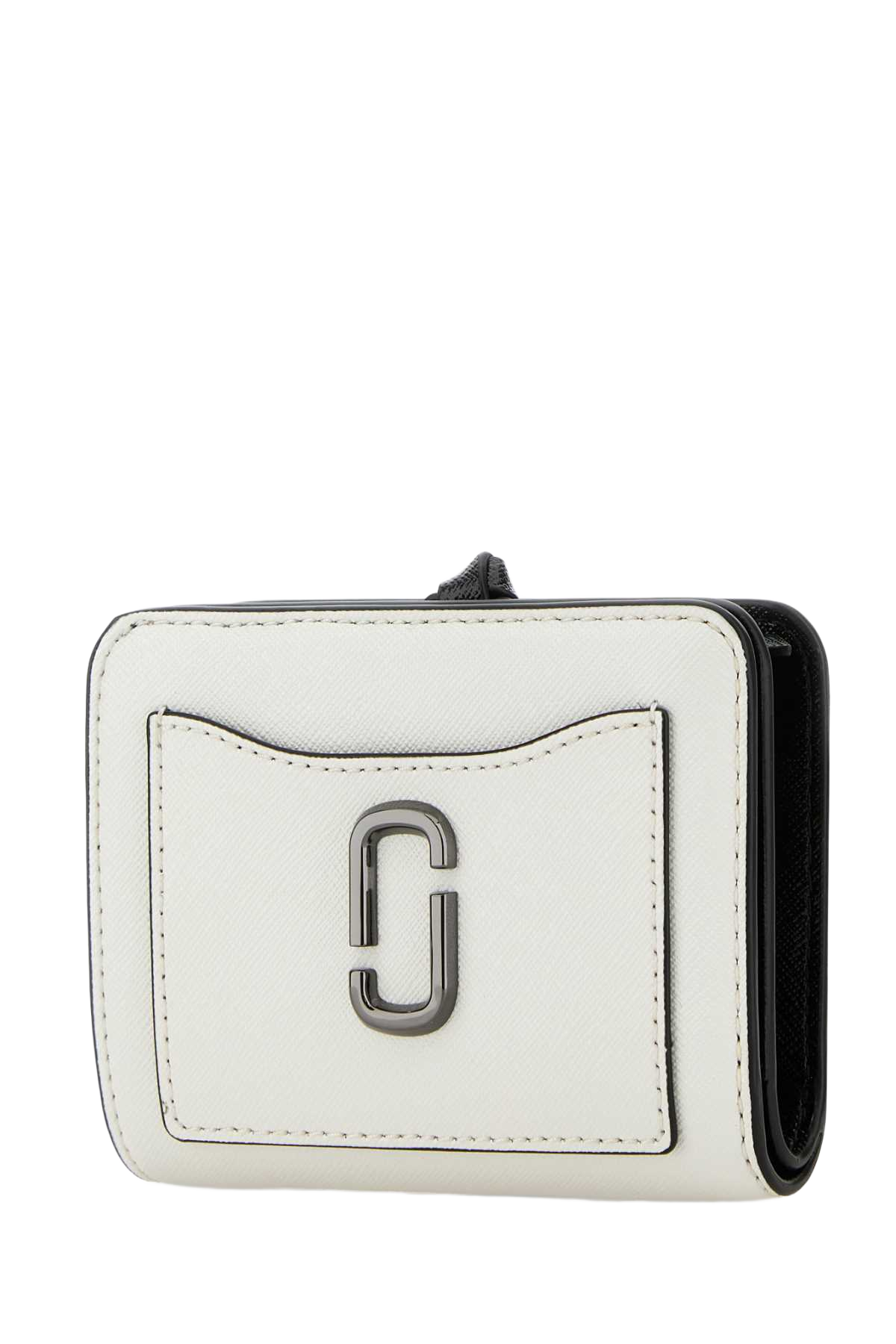 White Leather Mini Utility Snapshot Wallet Blackwhite Portafogli