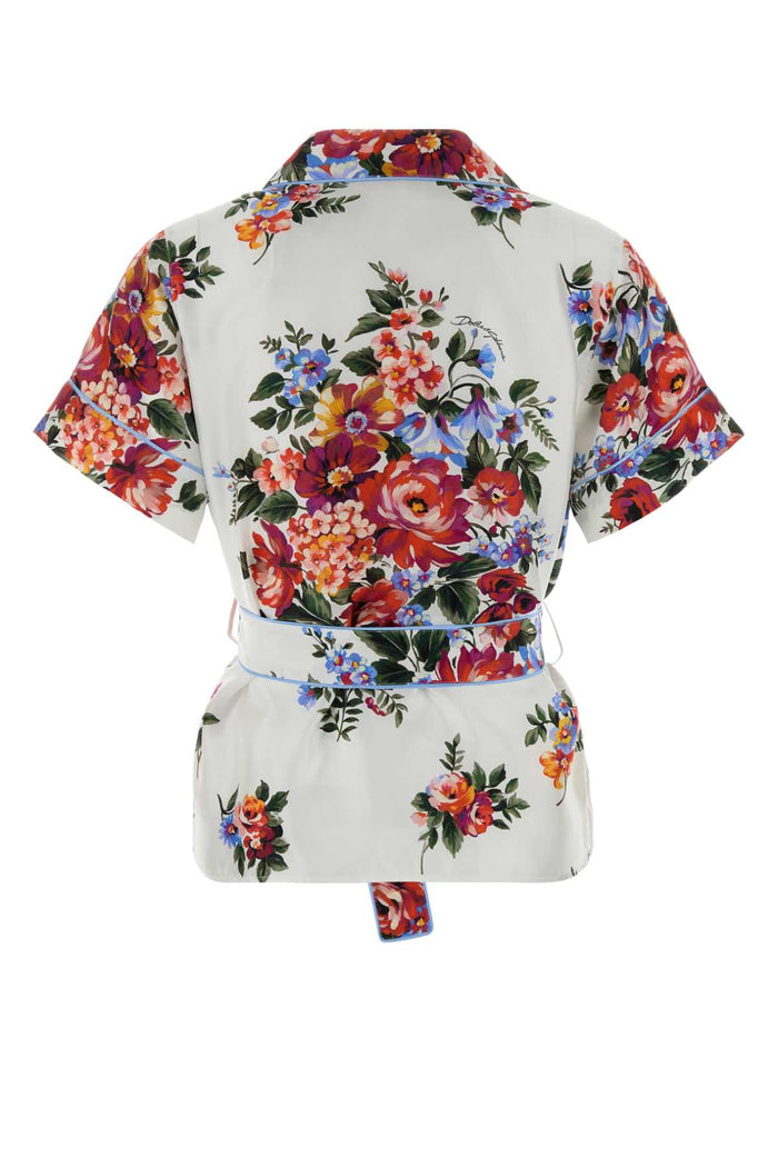 Printed Twill Shirt Mazzfiorifbianco Camicie