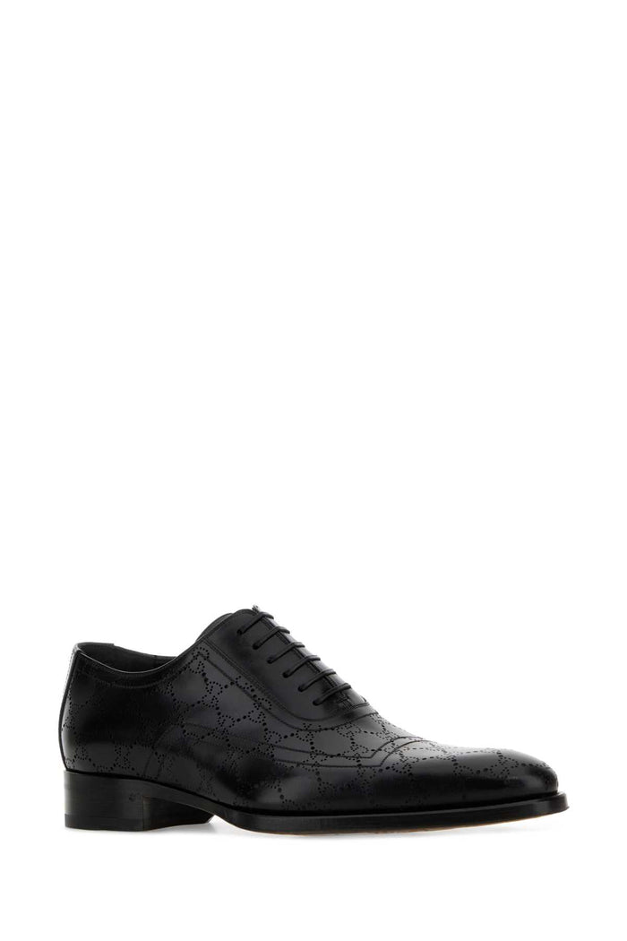 Black Leather Lace-Up Shoes Scarpe Stringate