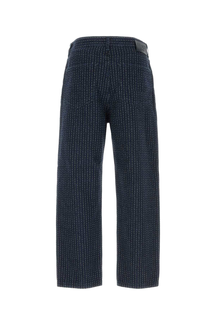 Embroidered Stretch Denim Jeans Indigo Greggio