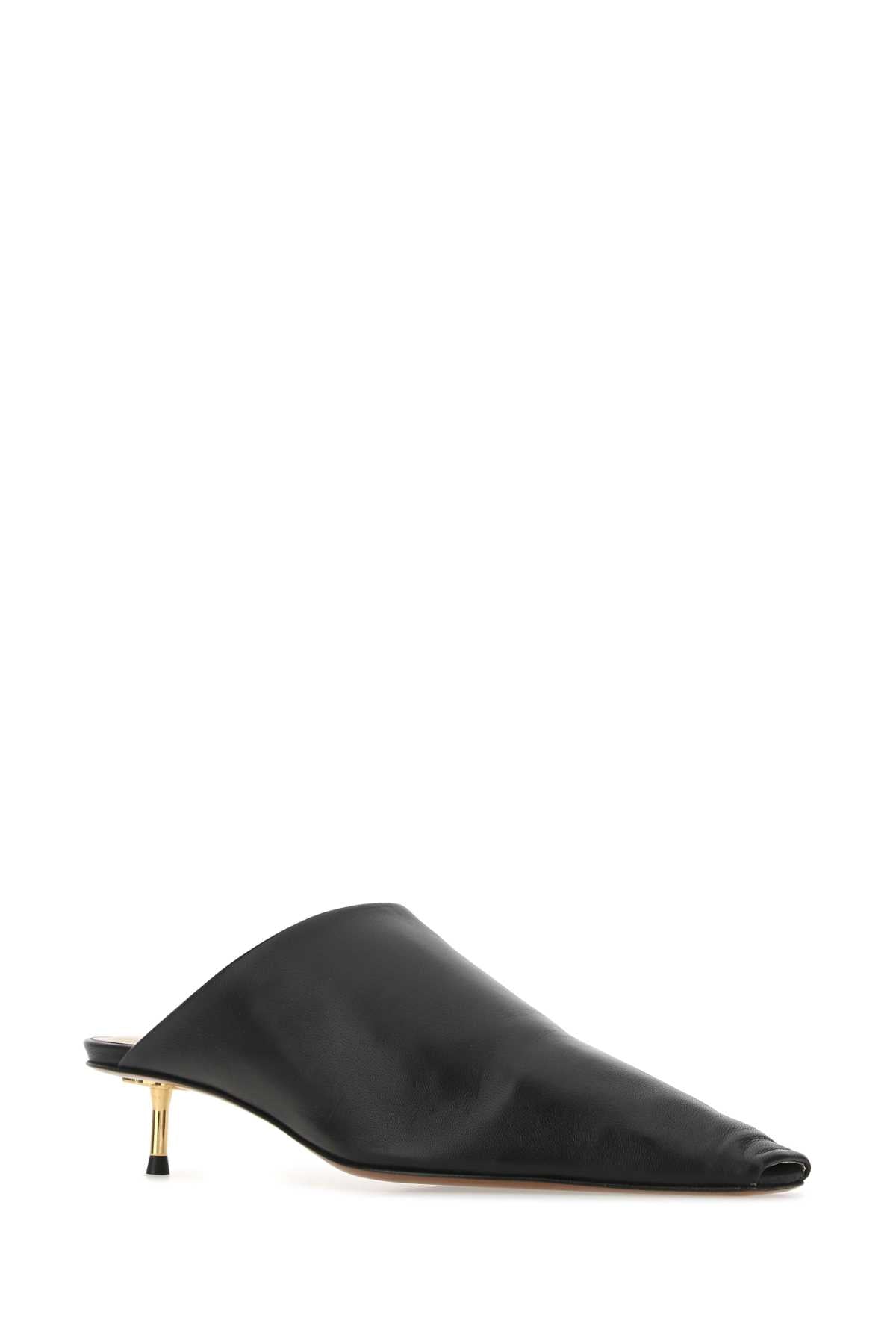 Black Synthetic Leather Mules Scarpe Con Tacco
