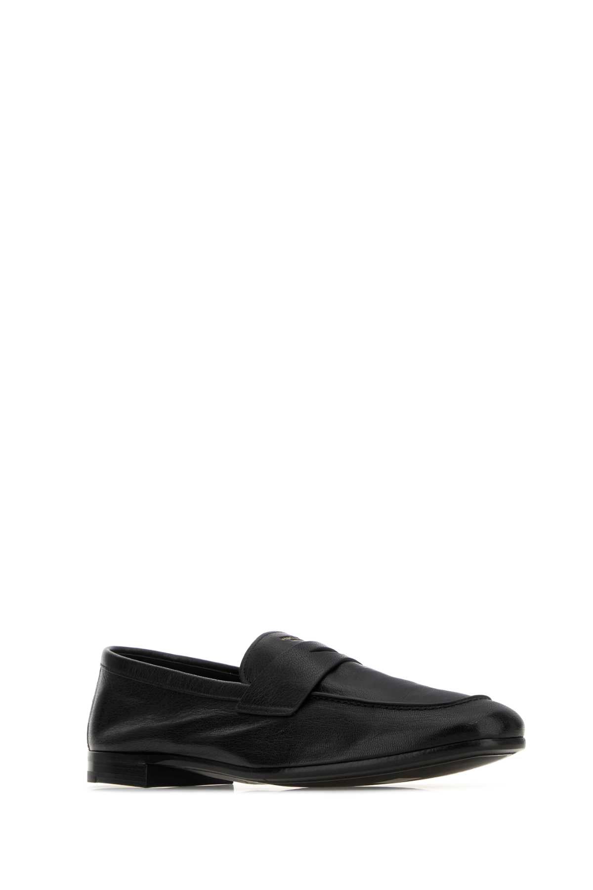 Black Leather Loafers Nero Mocassini